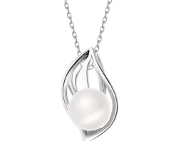 Zawieszka srebrna z perłą - liść