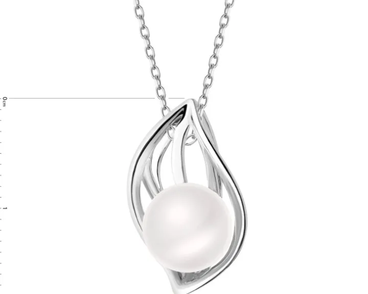 Zawieszka srebrna z perłą - liść