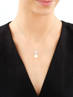 Zawieszka srebrna z perłą i cyrkoniami