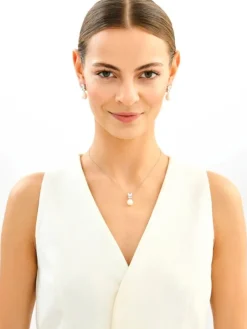 Zawieszka srebrna z perłą i cyrkoniami