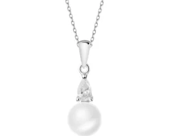 Zawieszka srebrna z perłą i cyrkoniami