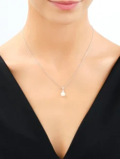 Zawieszka srebrna z perłą i cyrkoniami