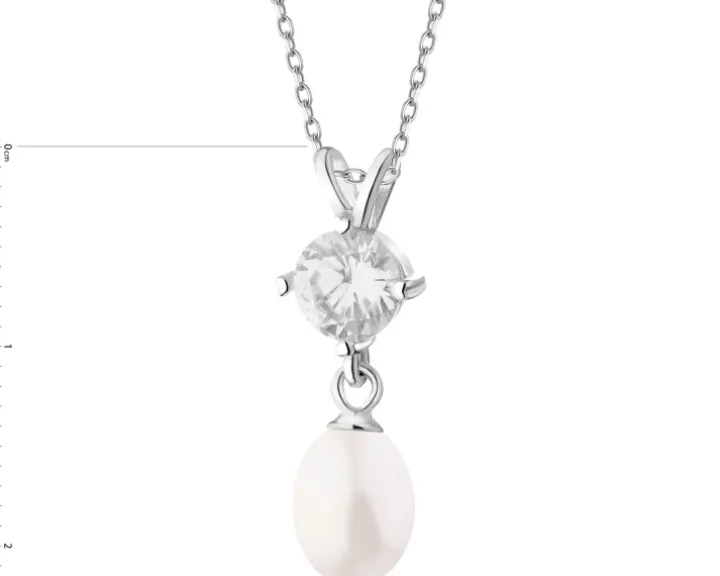 Zawieszka srebrna z perłą i cyrkonią