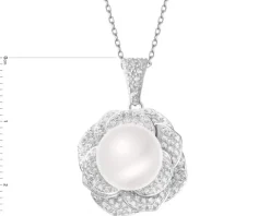 Zawieszka srebrna z perłą i cyrkoniami - kwiat