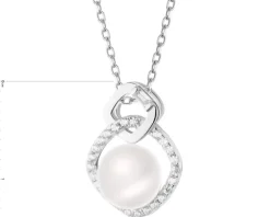Zawieszka srebrna z perłą i cyrkoniami