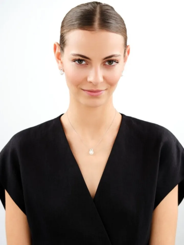 Zawieszka srebrna z perłą i cyrkoniami