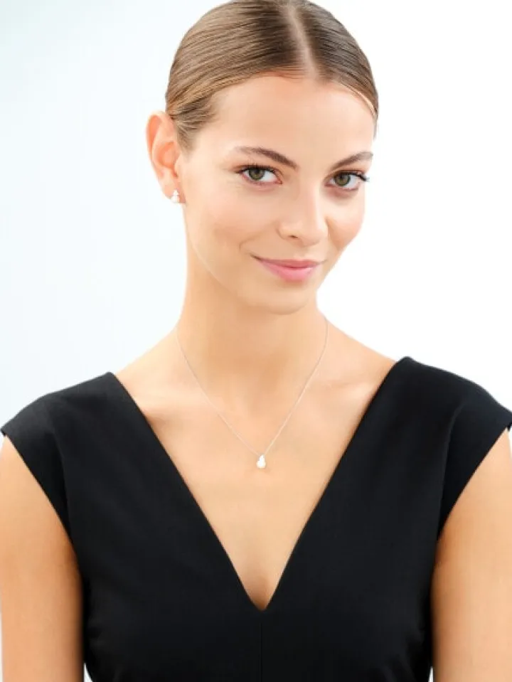 Zawieszka srebrna z perłą i cyrkoniami