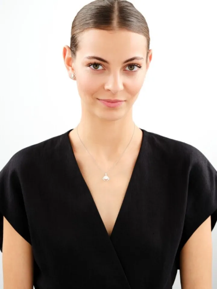 Zawieszka srebrna z perłą i cyrkoniami