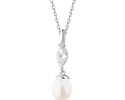 Zawieszka srebrna z perłą i cyrkoniami