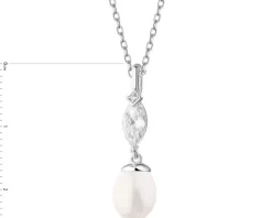 Zawieszka srebrna z perłą i cyrkoniami