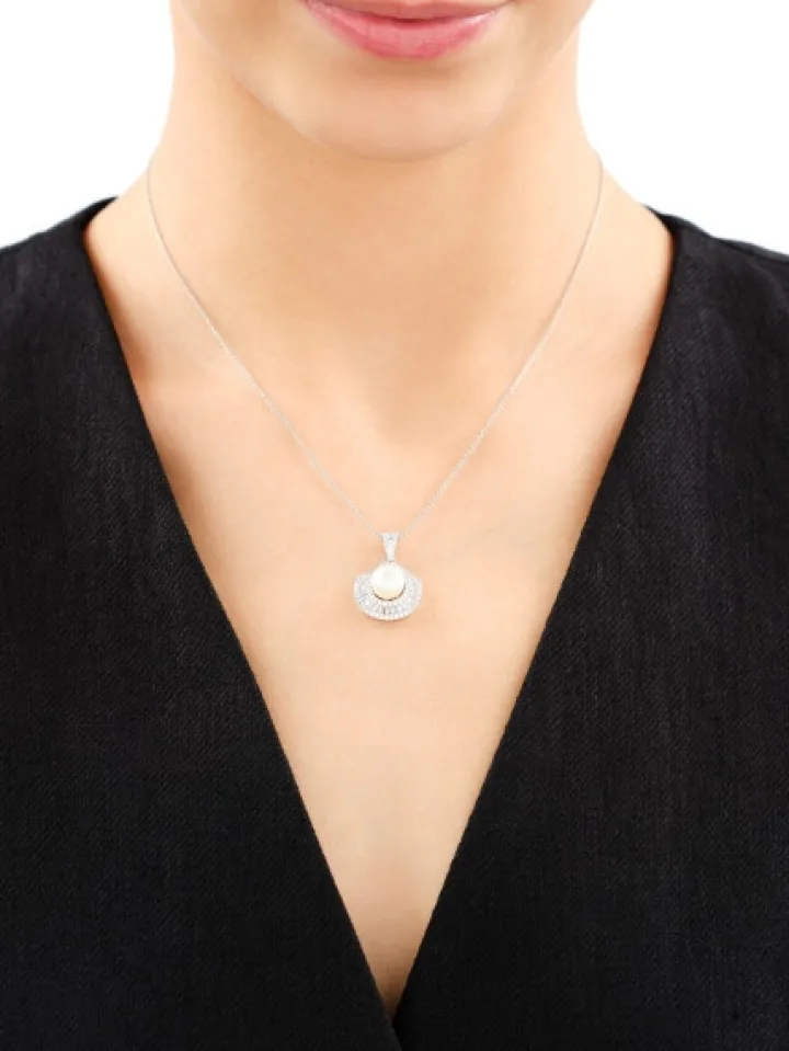 Zawieszka srebrna z perłą i cyrkoniami