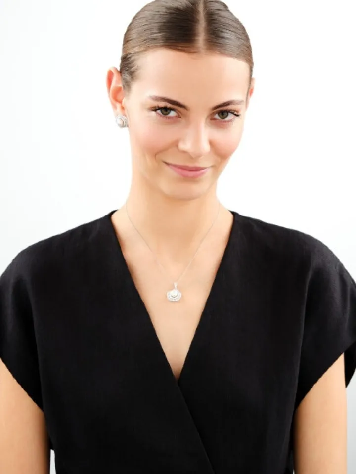 Zawieszka srebrna z perłą i cyrkoniami