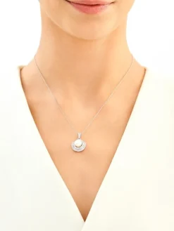 Zawieszka srebrna z perłą i cyrkoniami