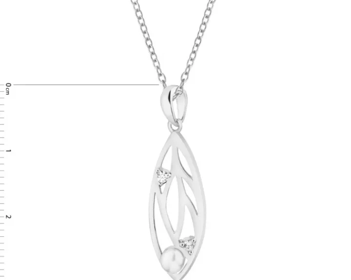 Zawieszka srebrna z perłą i cyrkoniami