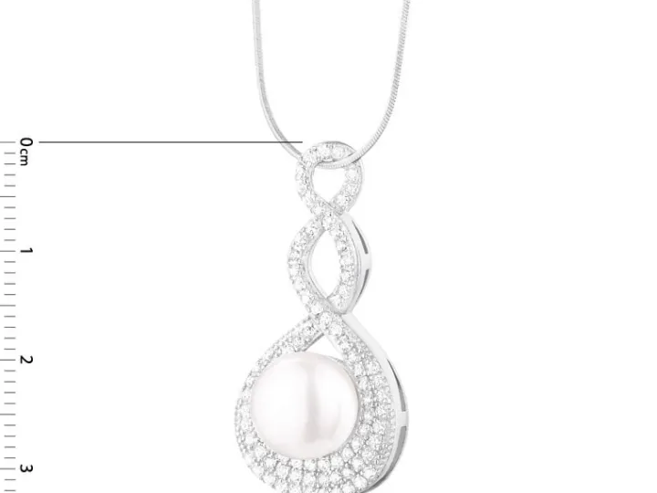 Zawieszka srebrna z perłą i cyrkoniami