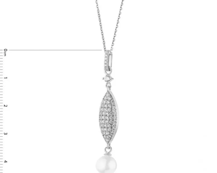 Zawieszka srebrna z perłą i cyrkoniami