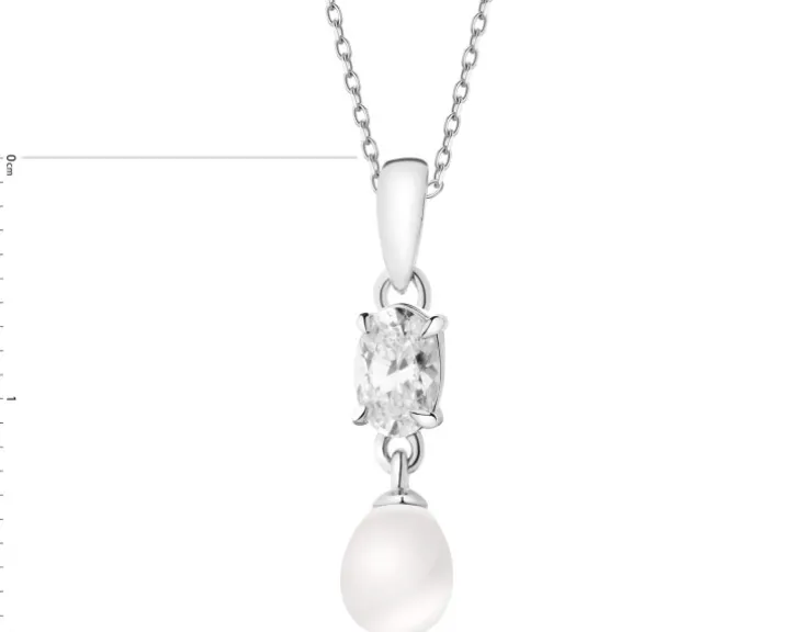 Zawieszka srebrna z perła i cyrkonią