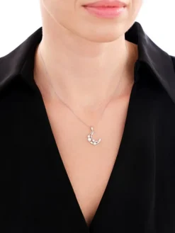 Zawieszka srebrna z perłami i cyrkoniami - Księżyc gwiazdy