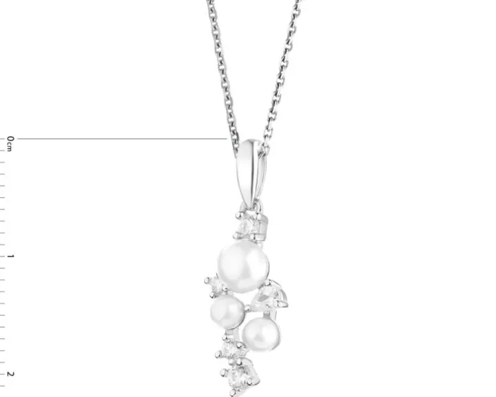 Zawieszka srebrna z perłami i cyrkoniami