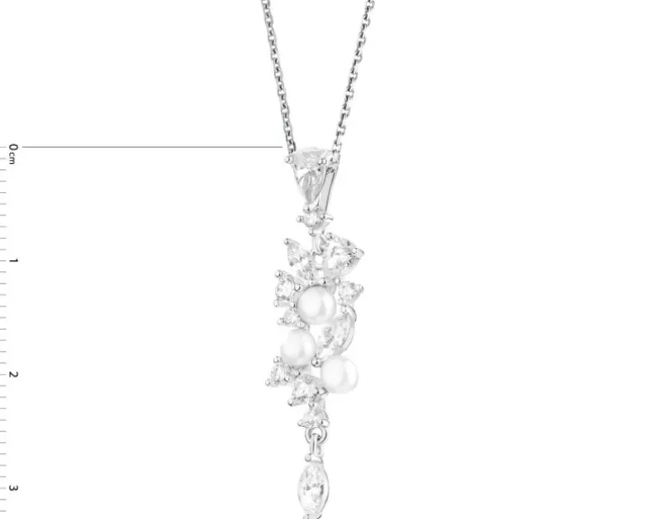 Zawieszka srebrna z perłami i cyrkoniami