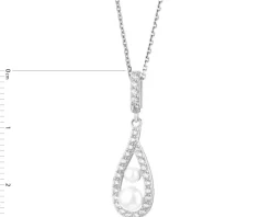 Zawieszka srebrna z perłami i cyrkoniami