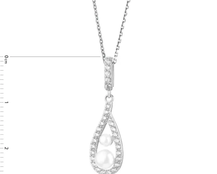 Zawieszka srebrna z perłami i cyrkoniami