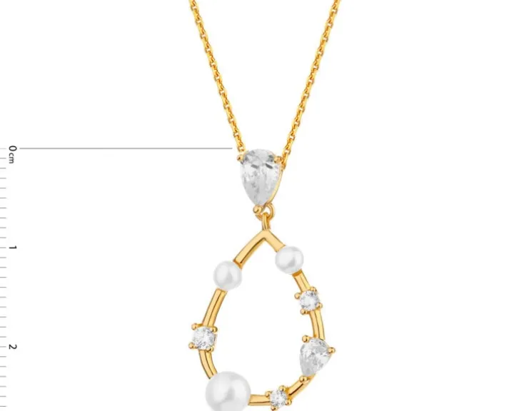 Zawieszka srebrna z perłami i cyrkoniami