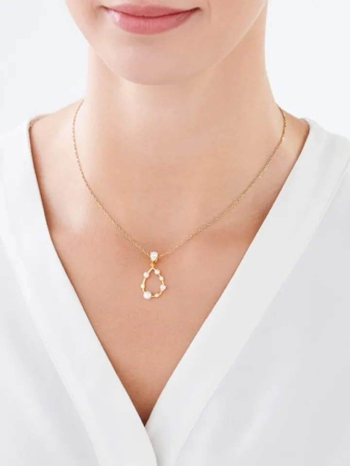 Zawieszka srebrna z perłami i cyrkoniami