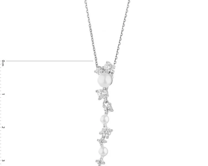 Zawieszka srebrna z perłami i cyrkoniami