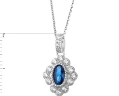 Zawieszka srebrna z szafirem i cyrkoniami