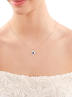 Zawieszka srebrna z szafirem i cyrkoniami