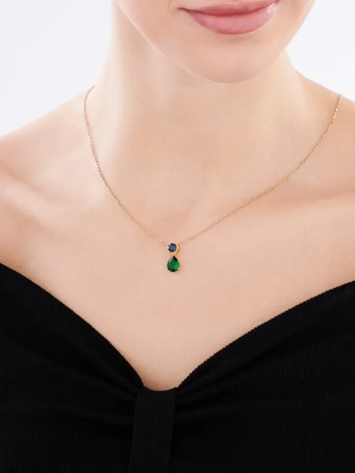 Zawieszka srebrna ze spinelem i szlifowanym szkłem