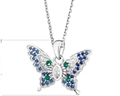 Zawieszka srebrna ze spinelem i cyrkoniami - motyl