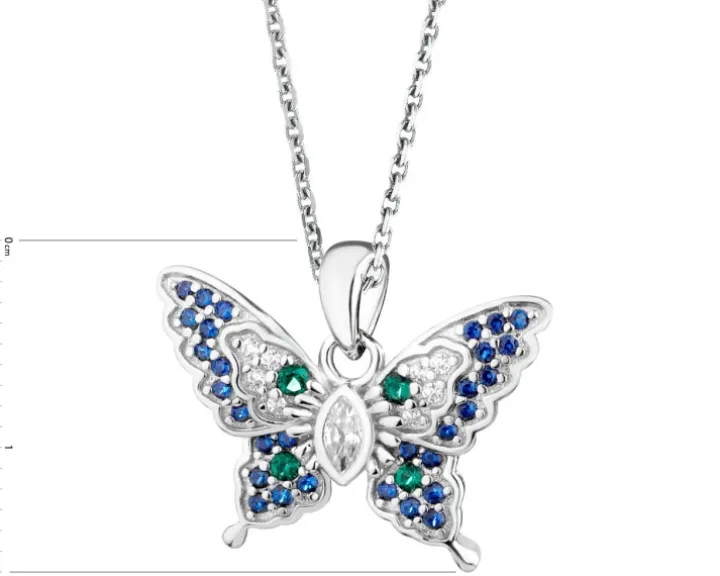 Zawieszka srebrna ze spinelem i cyrkoniami - motyl