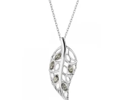 Zawieszka srebrna ze szkłem - liść