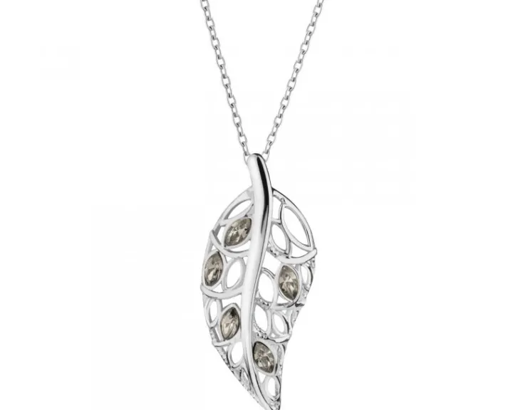 Zawieszka srebrna ze szkłem - liść