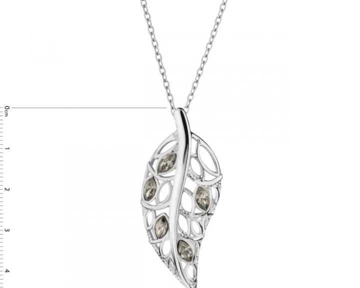 Zawieszka srebrna ze szkłem - liść