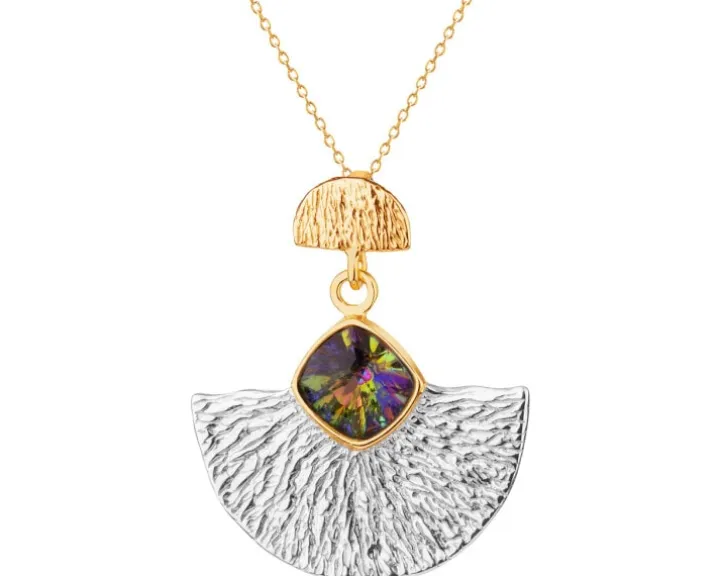 Zawieszka srebrna ze szlifowanym szkłem - wachlarz