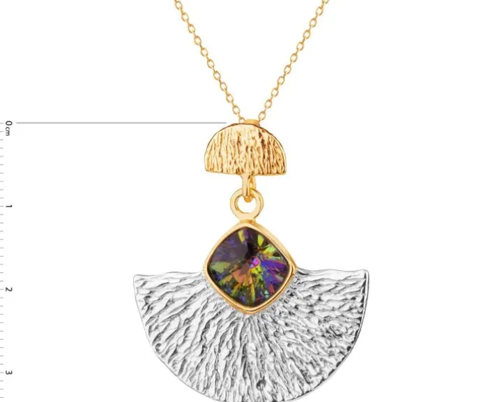 Zawieszka srebrna ze szlifowanym szkłem - wachlarz