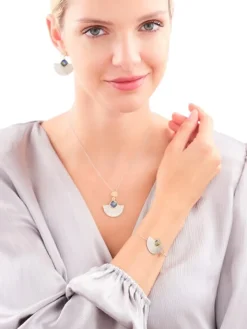 Zawieszka srebrna ze szlifowanym szkłem - wachlarz