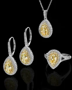 Zawieszka z białego i żółtego złota z diamentami - VS2/Fancy Light Yellow - 1,36 ct - próba 750