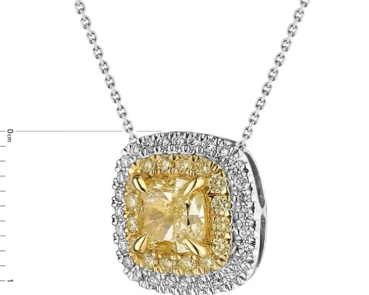 Zawieszka z białego i żółtego złota z diamentami - VS2/Fancy Light Yellow - 1,31 ct - próba 750