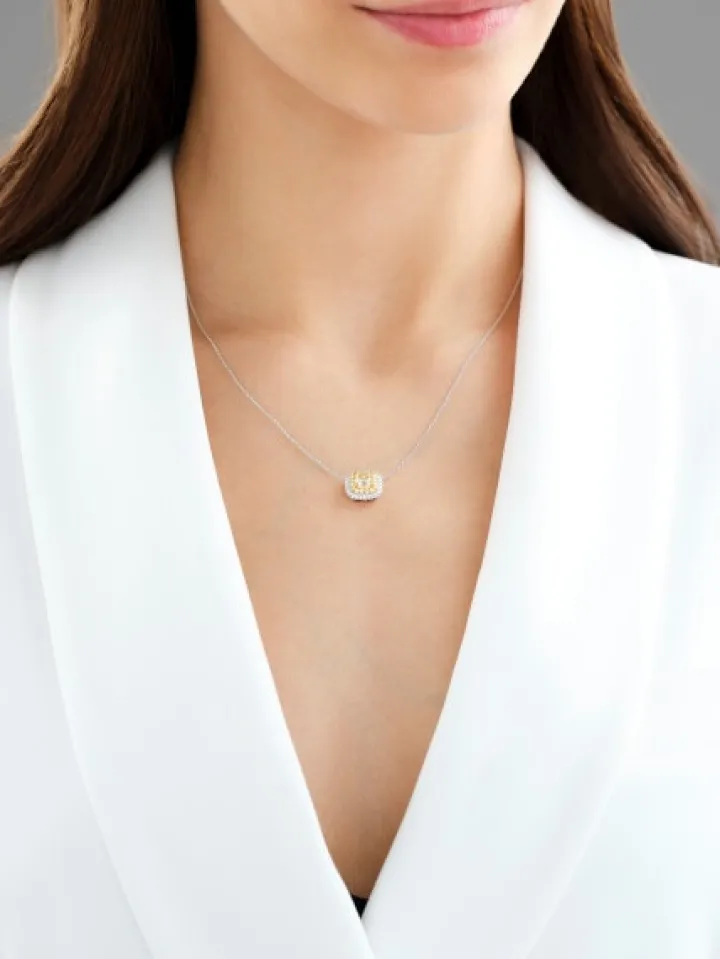 Zawieszka z białego i żółtego złota z diamentami - VS2/Fancy Light Yellow - 1,31 ct - próba 750