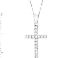 Zawieszka z białego złota z brylantami laboratoryjnymi - krzyż - 0,22 ct - próba 585