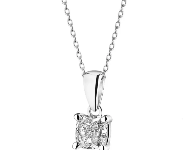 Zawieszka z białego złota z diamentem - 0,50 ct - próba 585