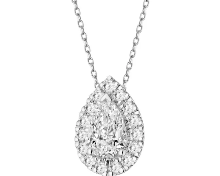 Zawieszka z białego złota z diamentami laboratoryjnymi - 1,03 ct - próba 585