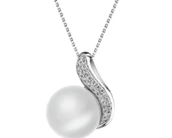 Zawieszka z białego złota z brylantami i perłą South Sea - próba 585