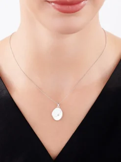 Zawieszka z białego złota z diamentem - puzderko, serce - 0,005 ct - próba 375