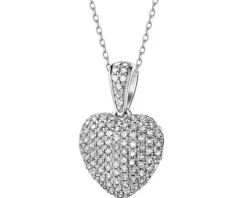 Zawieszka z białego złota z diamentami - serce - 0,21 ct - próba 585