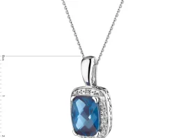 Zawieszka z białego złota z diamentami i topazem London Blue - próba 585